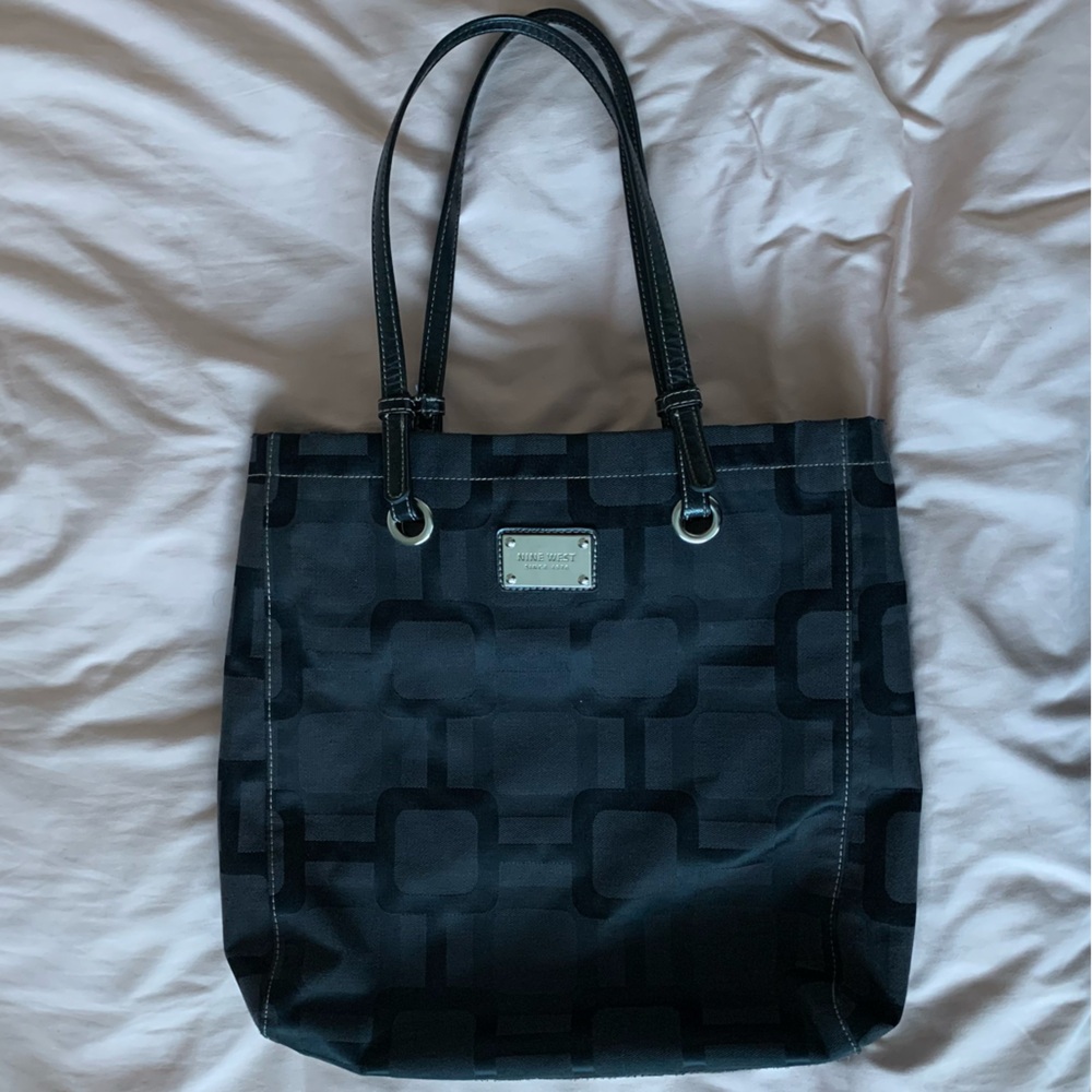 Nine West Black and Gray Patterned Tote